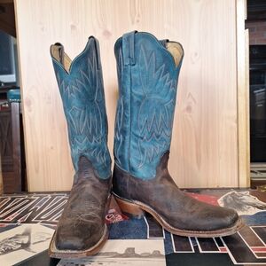 Tony Lama Teal and Black Cowboy Boots